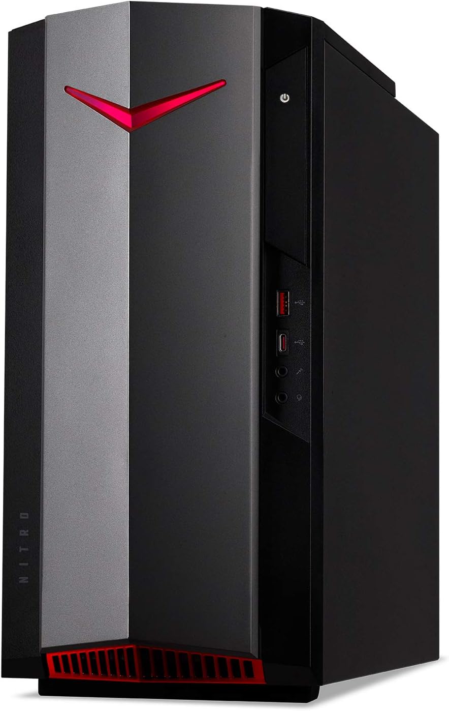 acer Nitro 50 N50-640-UR13 Gaming Desktop | 12th Gen Intel Core i5-12400F 6-Core Processor | NVIDIA GeForce RTX 3050 | 16GB 3200MHz DDR4 | 512GB SSD | 1TB HDD | Intel Wi-Fi 6E AX211 | Windows 11 Home