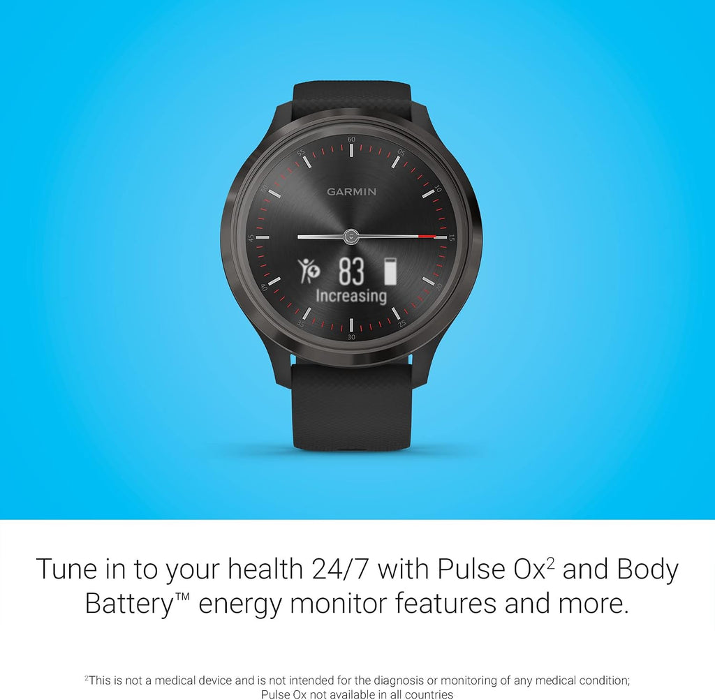 Garmin vivomove 3, Hybrid Smartwatch with Real Watch Hands and Hidden Touchscreen Display, Black (Renewed)