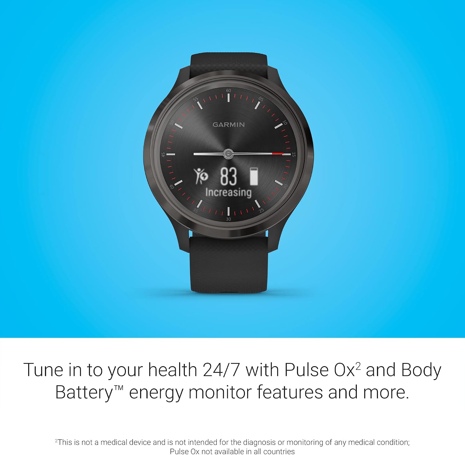 Garmin vivomove 3, Hybrid Smartwatch with Real Watch Hands and Hidden Touchscreen Display, Black (Renewed)