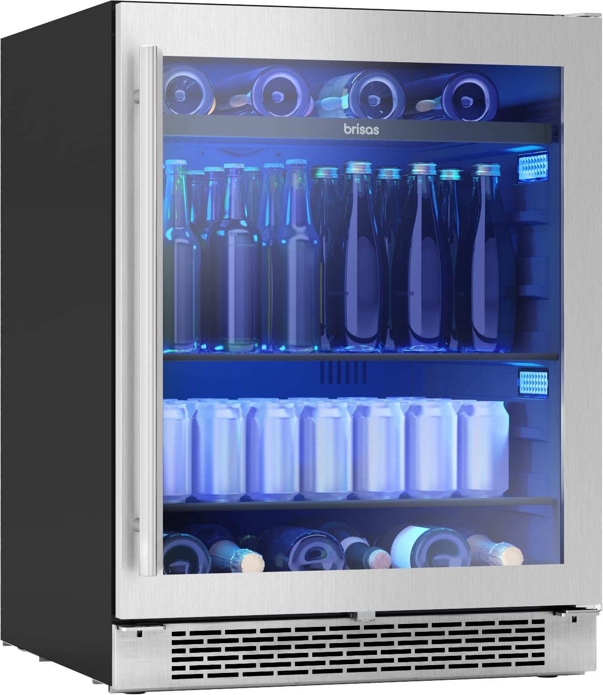 Zephyr Brisas 24' Wine Fridge & Beverage Refrigerator ADA Single Zone Under Counter - Wine Cooler Cellars Small Home Beer Fridge Cabinet Drink Chiller Freestanding with Glass Door - 8 bottles 112 cans