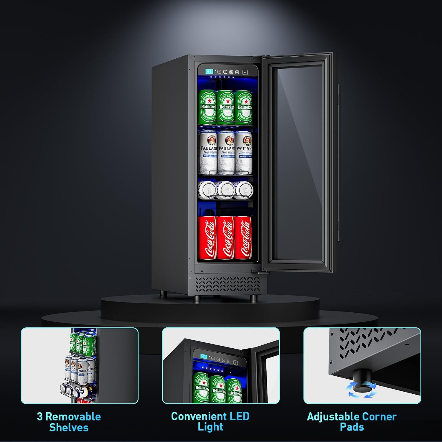 60 Can Beverage Refrigerator Cooler for Cubicle under Desk/Counter Office Camping, 2 Cu.Ft Drink Fridge Beverage Cooler with Glass Door for Water Juices Cola Bottles