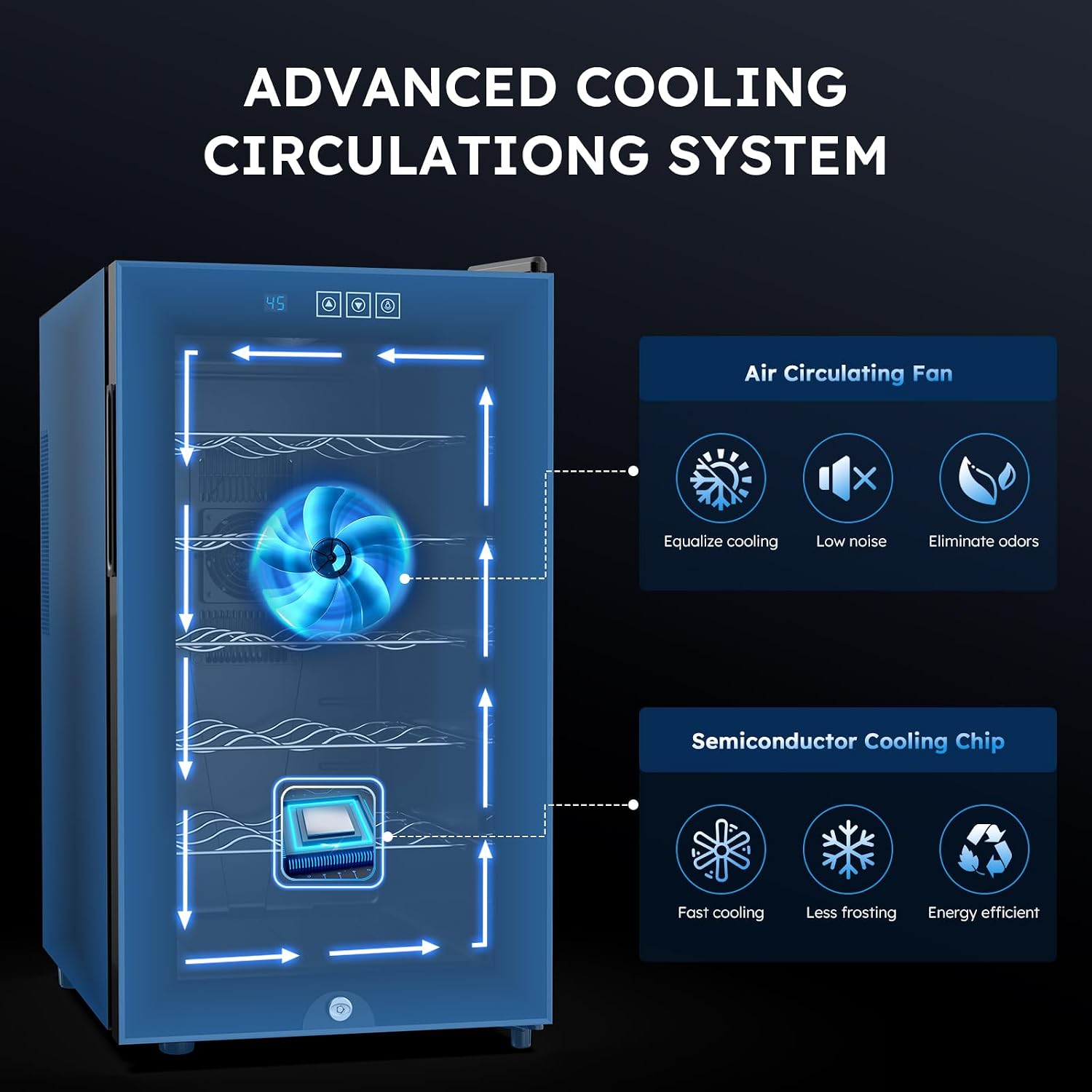 Mojgar 18 Bottle Wine Cooler, Freestanding Wine Fridge with 54-66℉ Digital Temperature Control, Countertop Wine Refrigerator for Wine Enthusiast, 48 L