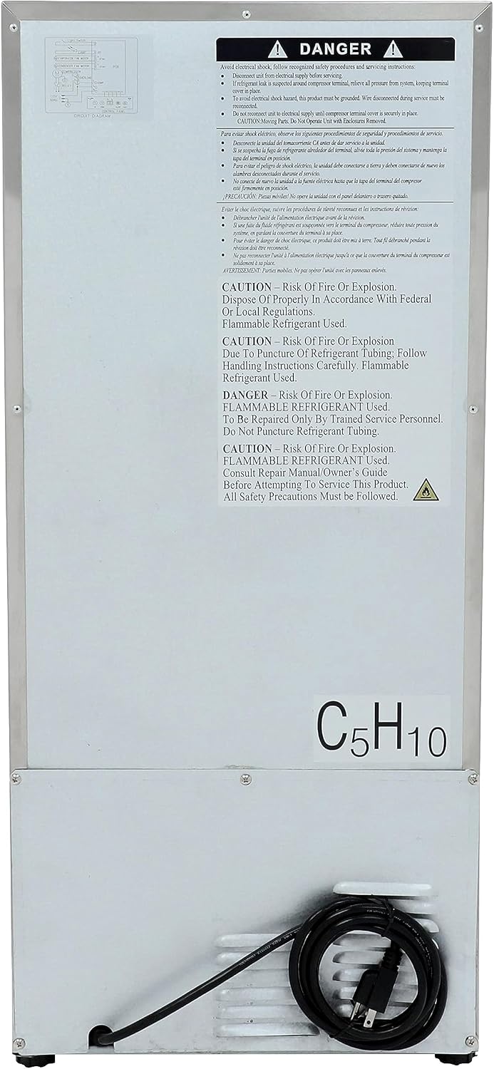 Beverage Refrigerator for Built-In or Freestanding and Indoor or Outdoor Use, Stainless Steel Construction with Reversible Door Drink Fridge Holds 96 Cans, 2.9-Cu.Ft., Metallic