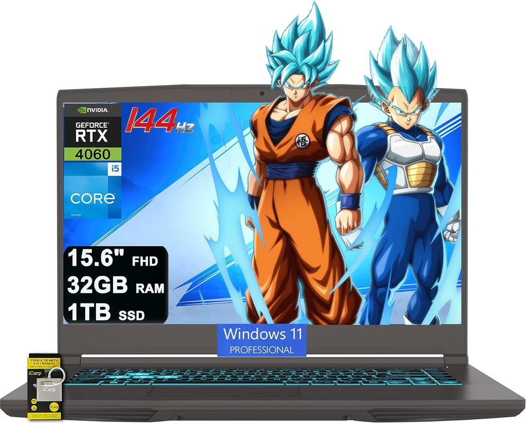 msi Thin 15 Gaming Laptop 15.6' FHD 144Hz Intel 8-core i5-13420H (>i7-12650H) 32GB DDR4 1TB SSD GeForce RTX 4060 Type-C Backlit Win11Pro ICP Hub