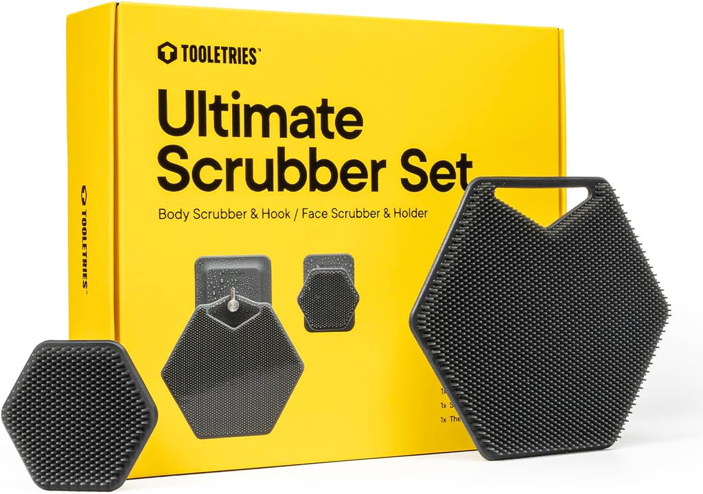 TOOLETRIES Ultimate Shearer Pack - Grooming Kit for Men with Electric Shaver, Silicone Body Scrubber, Back Brush, Face Scrubbers, Body Wash, and Travel Dopp Kit