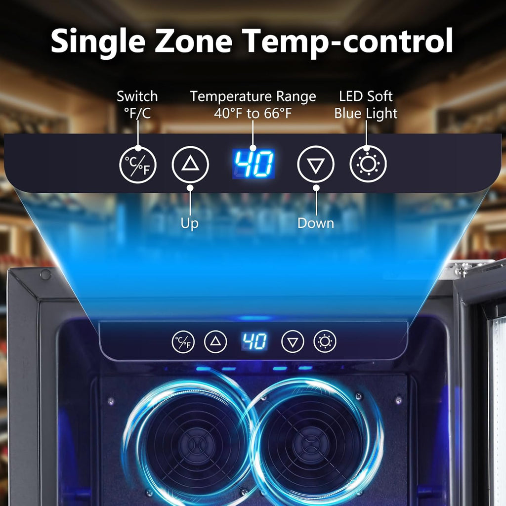 Kalamera 15 Inch Wine Fridge, 28 Bottle Wine Cooler Refrigerator, 40-66℉ Digital Temperature Control,Built-in or Freestanding