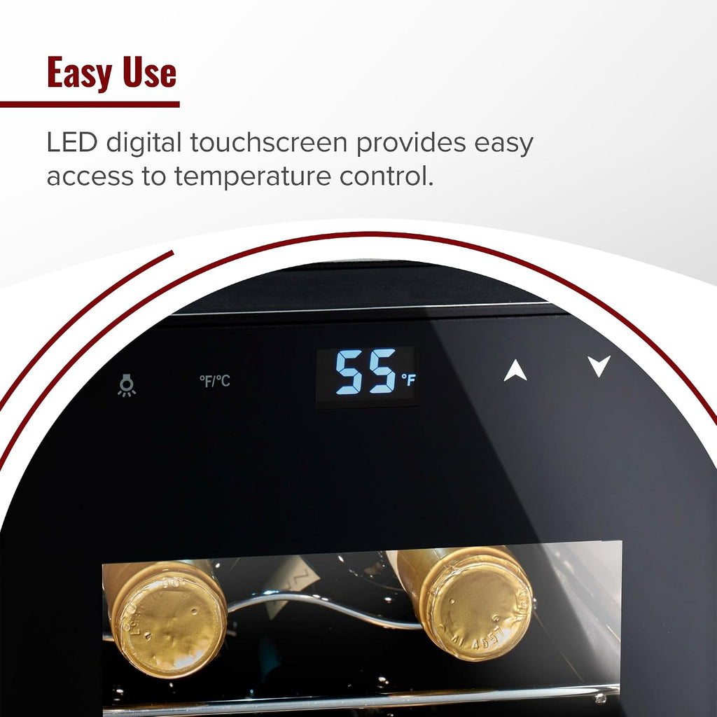 Wine Enthusiast 6-Bottle Countertop Wine Cooler – Compact Mini Fridge for Kitchen or Bedroom with 3 Shelves, Energy-Efficient Cooling, Adjustable Digital Temperature Control