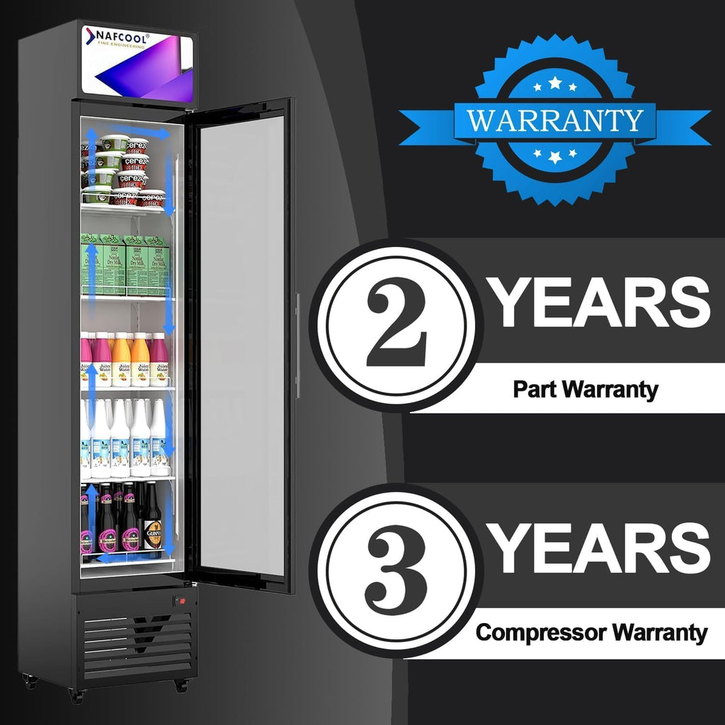 Commercial Beverage Refrigerator Display Fridge,7 Cu Ft Small Slims Single Glass Door Merchandiser Drink Cooler with LED Light Adjustable Shelves,ETL and NSF Approval