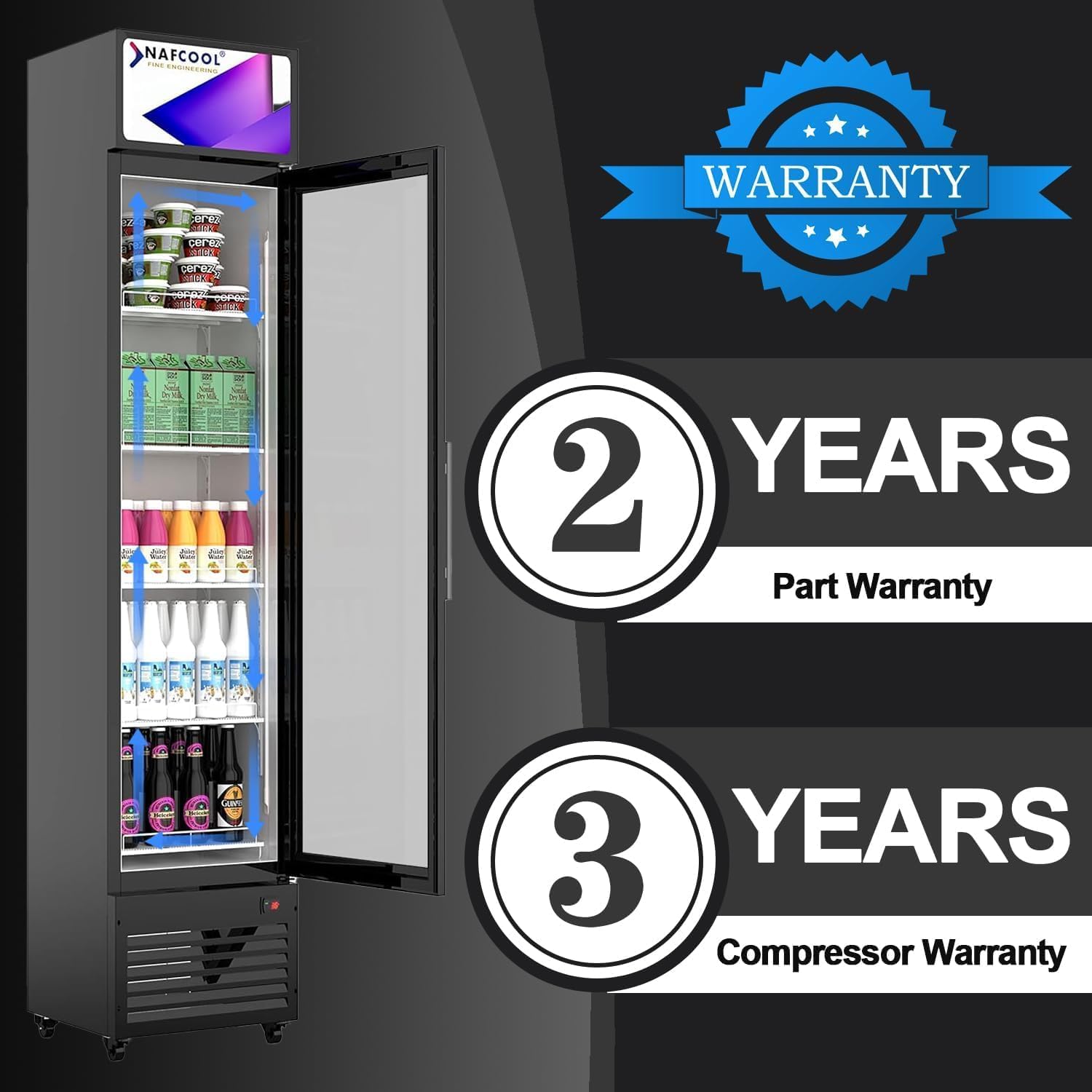 Commercial Beverage Refrigerator Display Fridge,7 Cu Ft Small Slims Single Glass Door Merchandiser Drink Cooler with LED Light Adjustable Shelves,ETL and NSF Approval