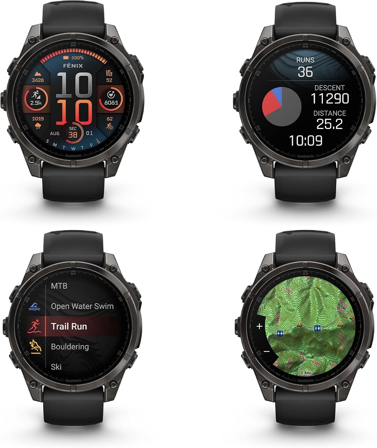 Garmin Fenix 8 47MM AMOLED Sapphire Premium Multisport GPS Smartwatch Carbon Gray DLC Titanium with Gray Silicone Band, Health & Fitness Smart Watch Bundle with Approach Z30 Golf Laser Range Finder