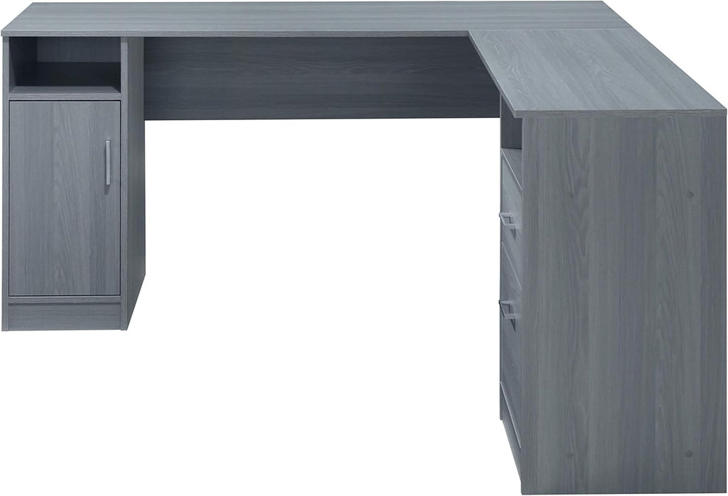 Techni Mobili Functional L-Shaped Computer Desk with storage, L is ⁠59.5' wide x 59.5' Long, Grey