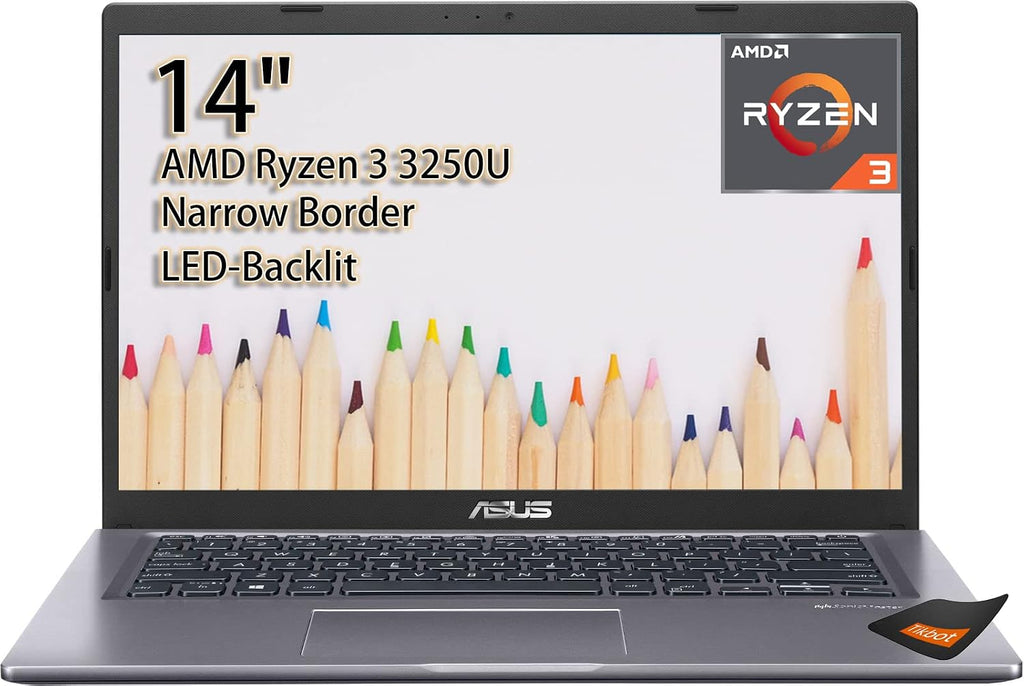 ASUS Vivobook 14' Slim Laptop AMD Ryzen 3 3250U AMD Radeon Graphics USB Type-C HDMI Webcam Windows11 S Mode w/Mousepad (8GB RAM | 128GB SSD)
