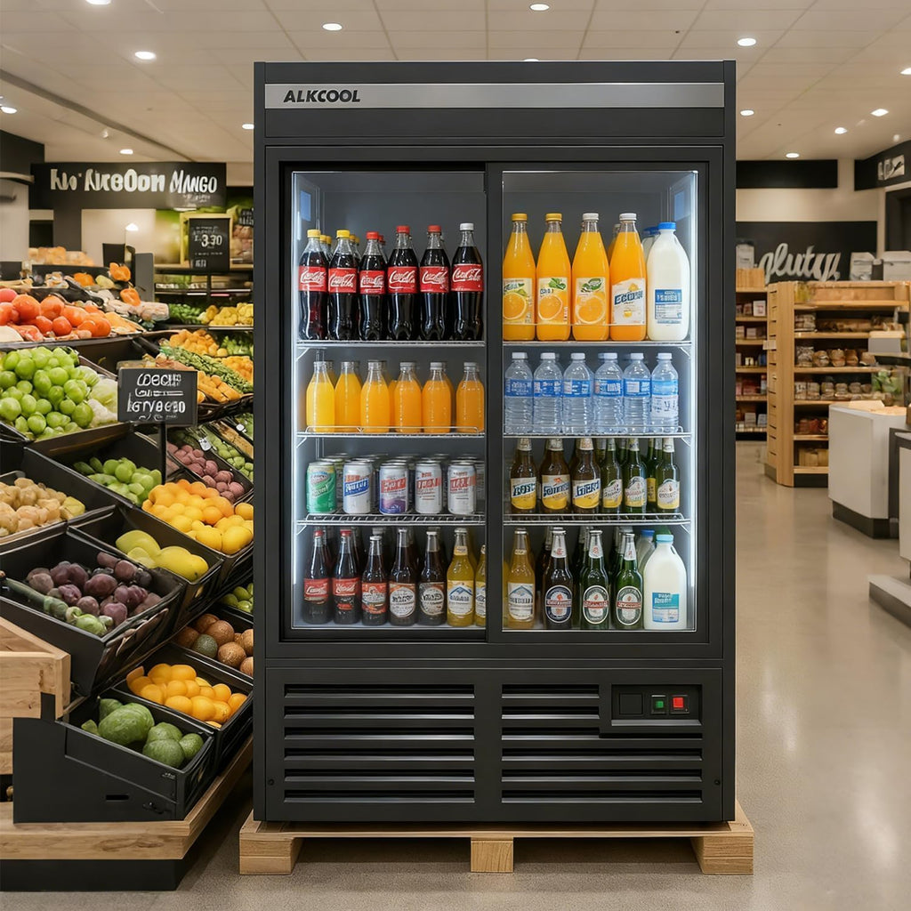 Commercial Flower Beverage Refrigerator Display Fridge,Two SLIDING Glass Door Drink Cooler Floral Display Fridge with LED Light Adjustable Shelves,ETL Sanitation,43 Cu Ft,47' Wide,Wheels Included