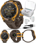 Garmin Instinct Crossover 1.2' AMOLED Sapphire Rugged Hybrid GPS Smartwatch, Analog Hands, Health & Wellness Monitoring, Sleep Tracking, Charcoal White Earbuds Bundle