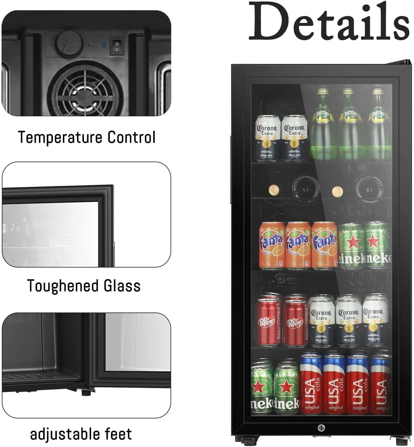HAILANG 4.5 cu.ft Beverage Refrigerator Cooler, Mini Fridge with Glass Door for Beer Soda or Wine, Perfect for Home,Bar, Office