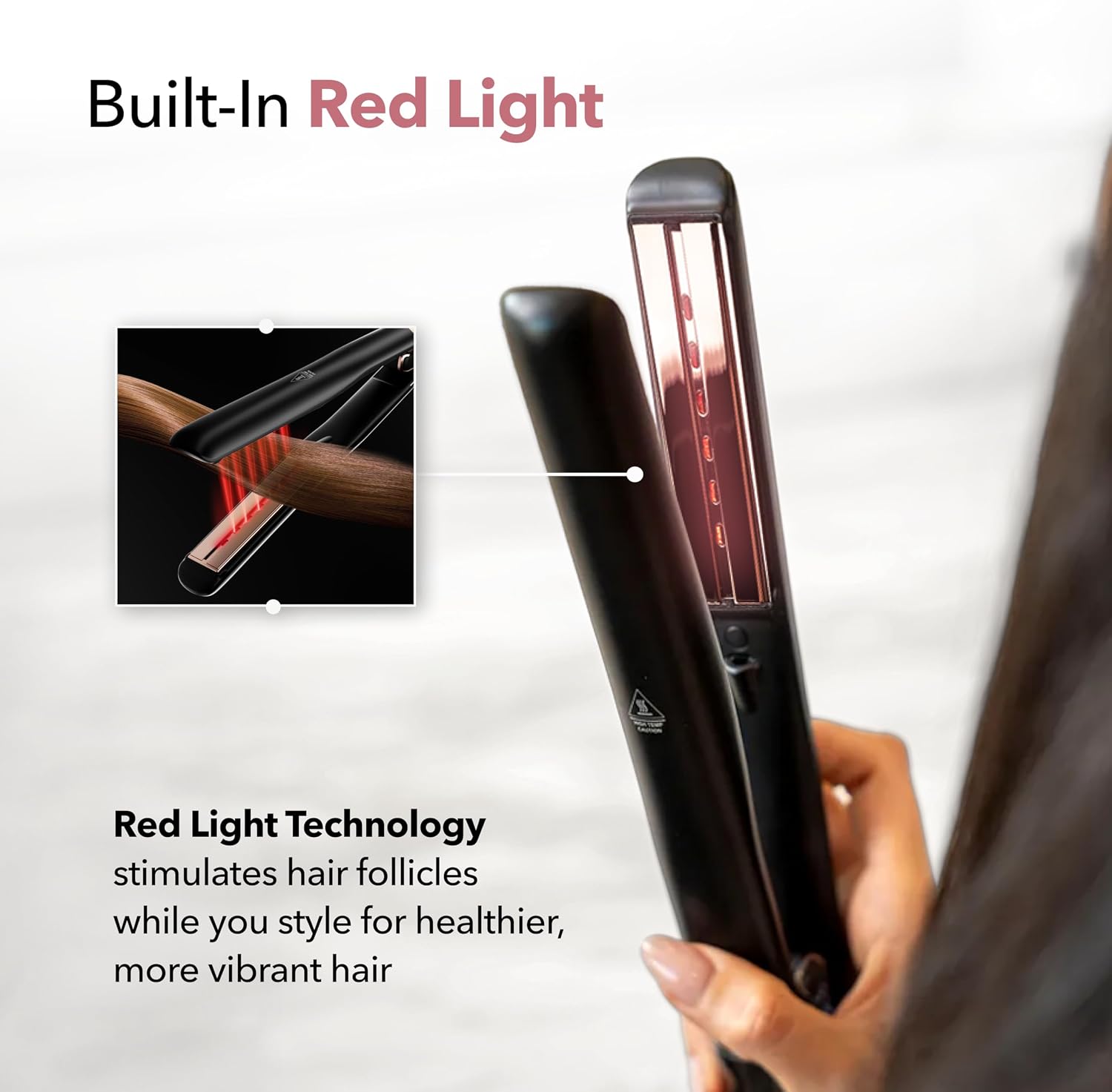 SRILabs StyleQ Flat Iron Hair Straightener — Red Light Therapy, Titanium Plates, Graphene Technology, Negative Ions | 12 Heat Settings | Frizz-Free Results for All Hair Types