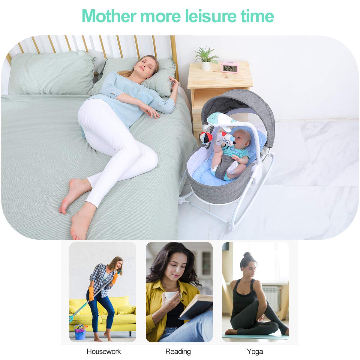 3-in-1 Baby Bouncers, Can sit and Lie Down, Brilliant Bouncer,Rocking Bouncer, Soothing Vibration, 3rd Gear Adjustment, Suitable for Babies Boys/Babies Girls/Newborns Baby