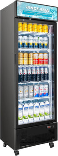 Commercial Display Refrigerator with Glass Door 12 Cu.ft Merchandiser Beverage Cooler Bar Black Drink Fridge for Convenience Stores, Supermarkets,Bars,Offices