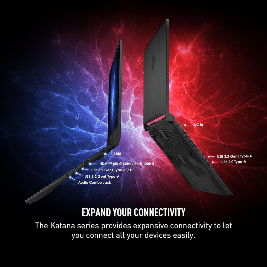 msi Katana 165Hz Gaming Laptop, 15.6' QHD Display, Intel Core i7-14650HX, GeForce RTX 5070, 32GB RAM 1TB SSD, 256gb 9H Docking Station, Backlit Keyboard, Bluetooth, Webcam, Windows 11 Pro, Black