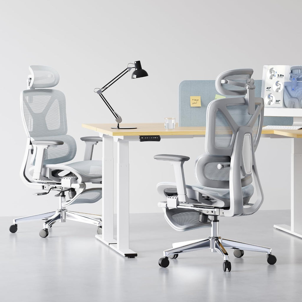 FLEXISPOT ErgoX Premium Ergonomic Office Chair with Footrest - Adjustable 3D Armrests, Dynamic Lumbar Support, Recline & Tilt Function, Mesh Seat, for Home & Office Use, Blue