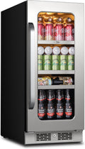 Whynter Beverage Refrigerator 15 inch Drink Fridge with Glass Door Beverage Fridge Cooler 80 Can Under Counter Built in Freestanding Fridge 34-54°F for Soda Beer Home Bar Luxury Series