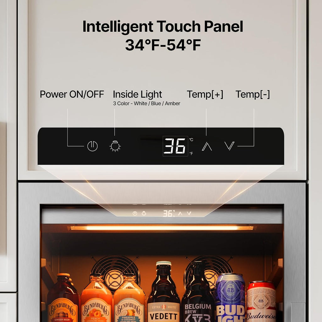 Ca'Lefort Beverage-Refrigerator 48 Inch, Tall Beverage Fridge Cellars Large Bar Drink Cabinet Built-in or Freestanding with Glass Door, Beer Cooler for Bottles and Cans Beer/Soda/Water/Wine