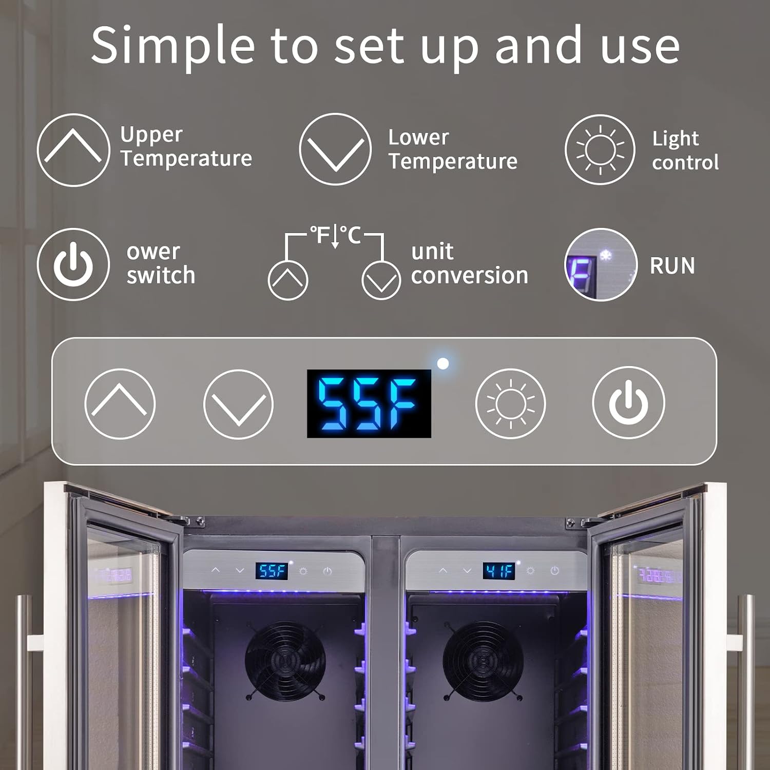 Cobalance 24 Inch Dual Zone Wine and Beer Refrigerator-72 Cans and 20 Bottles Cooler, & Single Bottle Wine Chiller,Built-in or Freestanding Fridge for Beer, Soda, Drinks, Home, Bar