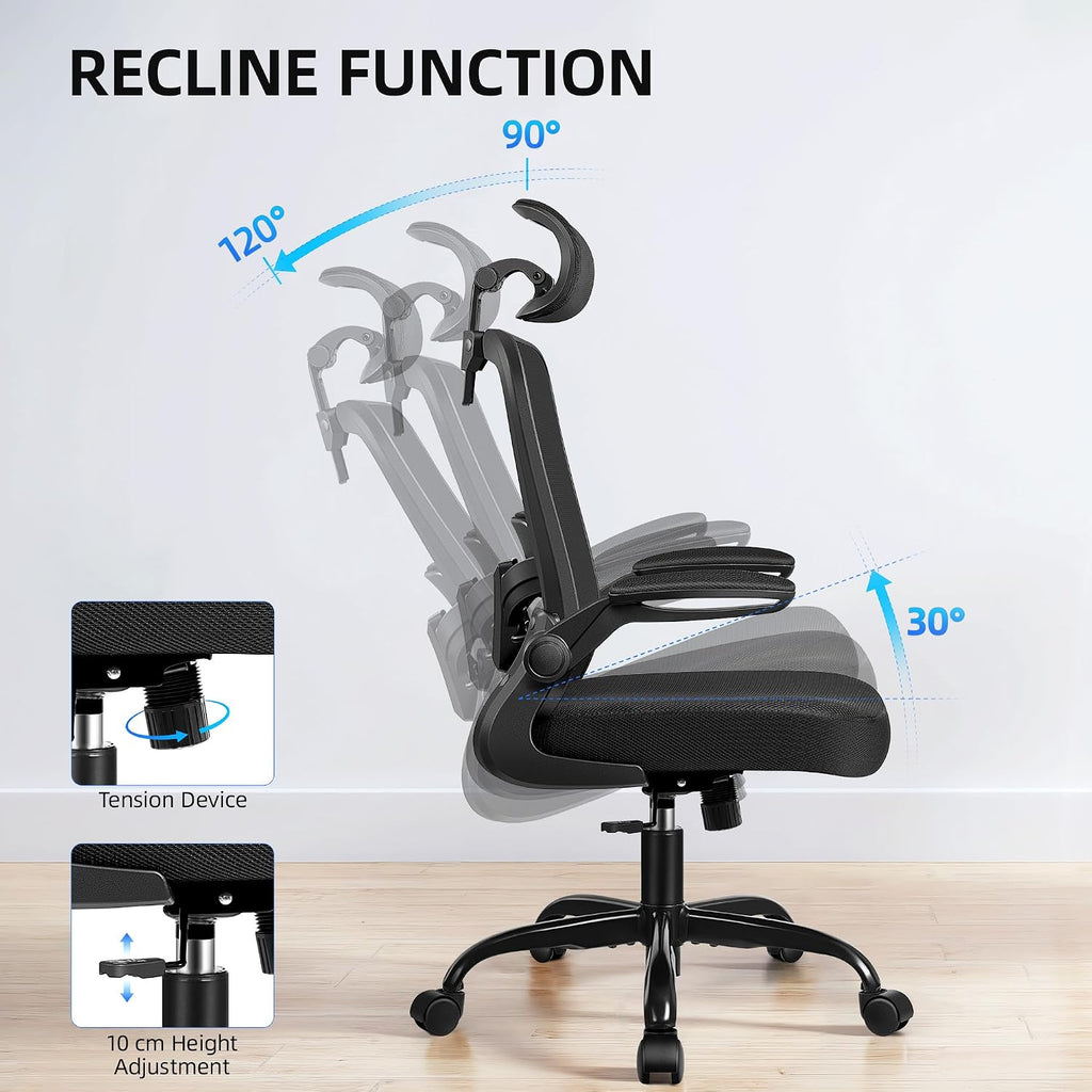 FelixKing Office Chair, Desk Chair with Adjustable Lumbar Support, Ergonomic Computer Chair with High Back and Armrest, Adjustable Height Gaming Chair Home Office Swivel Chair(Black)