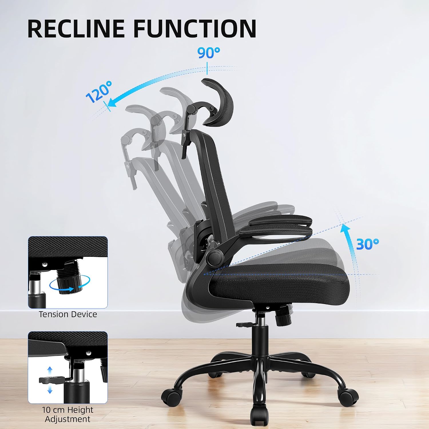 FelixKing Office Chair, Desk Chair with Adjustable Lumbar Support, Ergonomic Computer Chair with High Back and Armrest, Adjustable Height Gaming Chair Home Office Swivel Chair(Black)