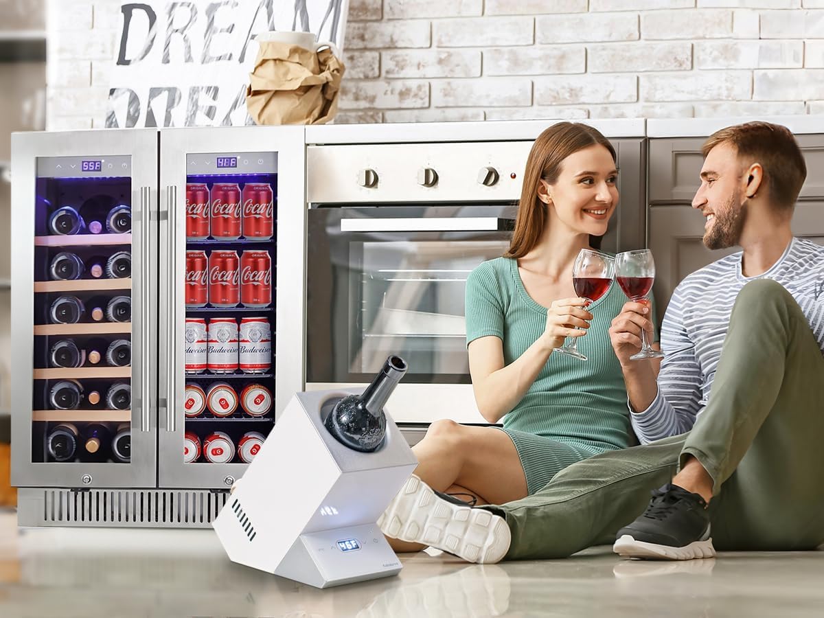 Cobalance 24 Inch Dual Zone Wine and Beverage Refrigerator-72 Cans and 20 Bottles Cooler, & Single Bottle Wine Chiller,Built-in or Freestanding Fridge for Beer, Soda, Drinks, Home,