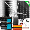 2920W 48V Complete Solar Wind Kit with Battery and Inverter: 1000W Wind Turbine Generator + 16PCS 120W Solar Panels + 2PCS 2560WH 51.2V Lithium Battery + MPPT Controller + 3KW Inverter +Accessory
