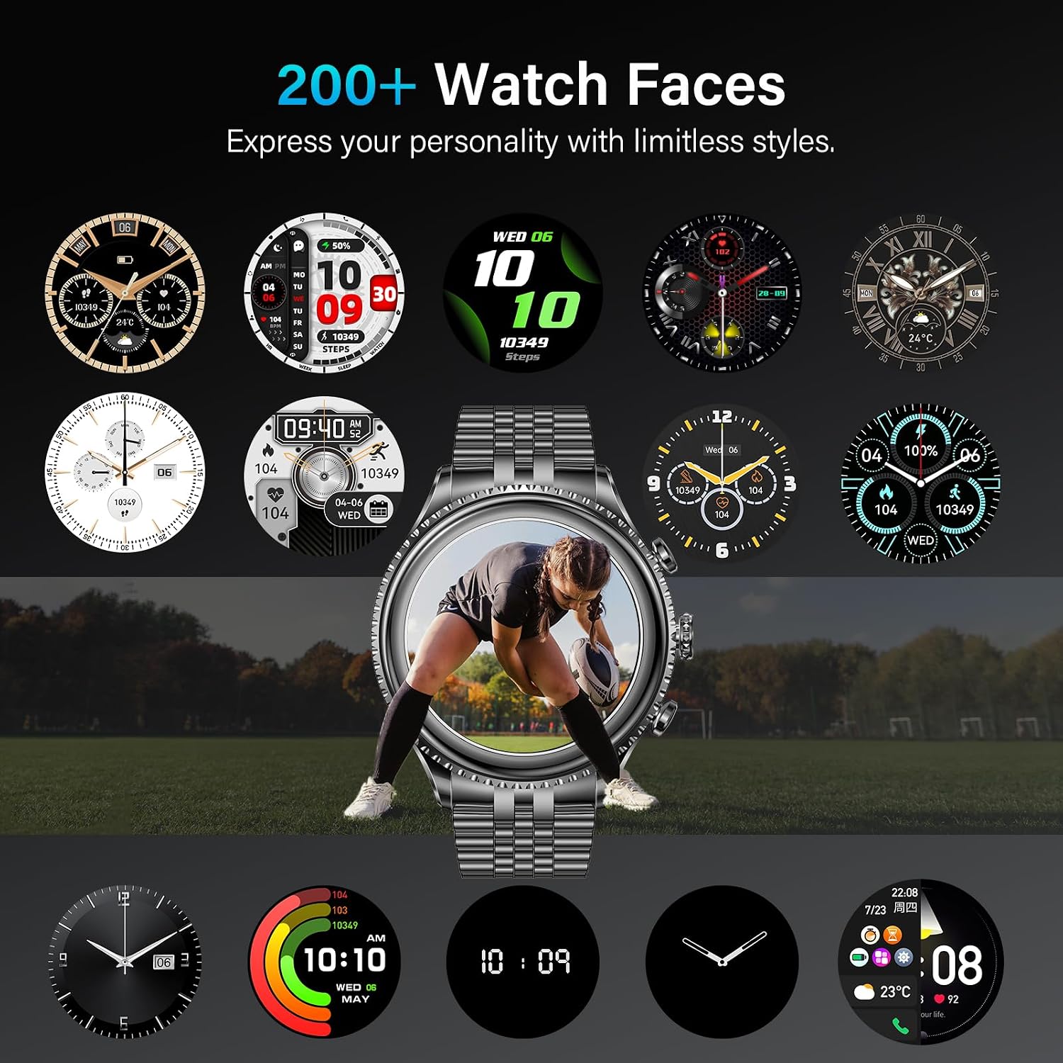 2026 Rotating Bezel Smart Watch for Men with Bluetooth Call, Heart Rate, Blood Pressure, SpO2, Sleep Monitor, Waterproof Round Watch with Encoder Knob, 1.32' AMOLED Display, Compatible Android and iOS