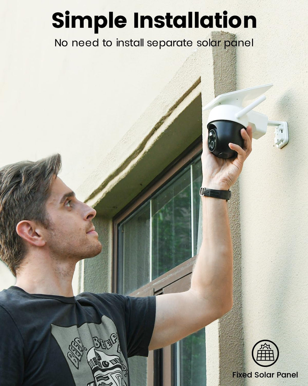 AOSU Solar Camera Security Outdoor - 100% Wire-Free Security Cameras Wireless Doorbell Camera Wireless - Head-to-Toe View, Intelligent Package Detection