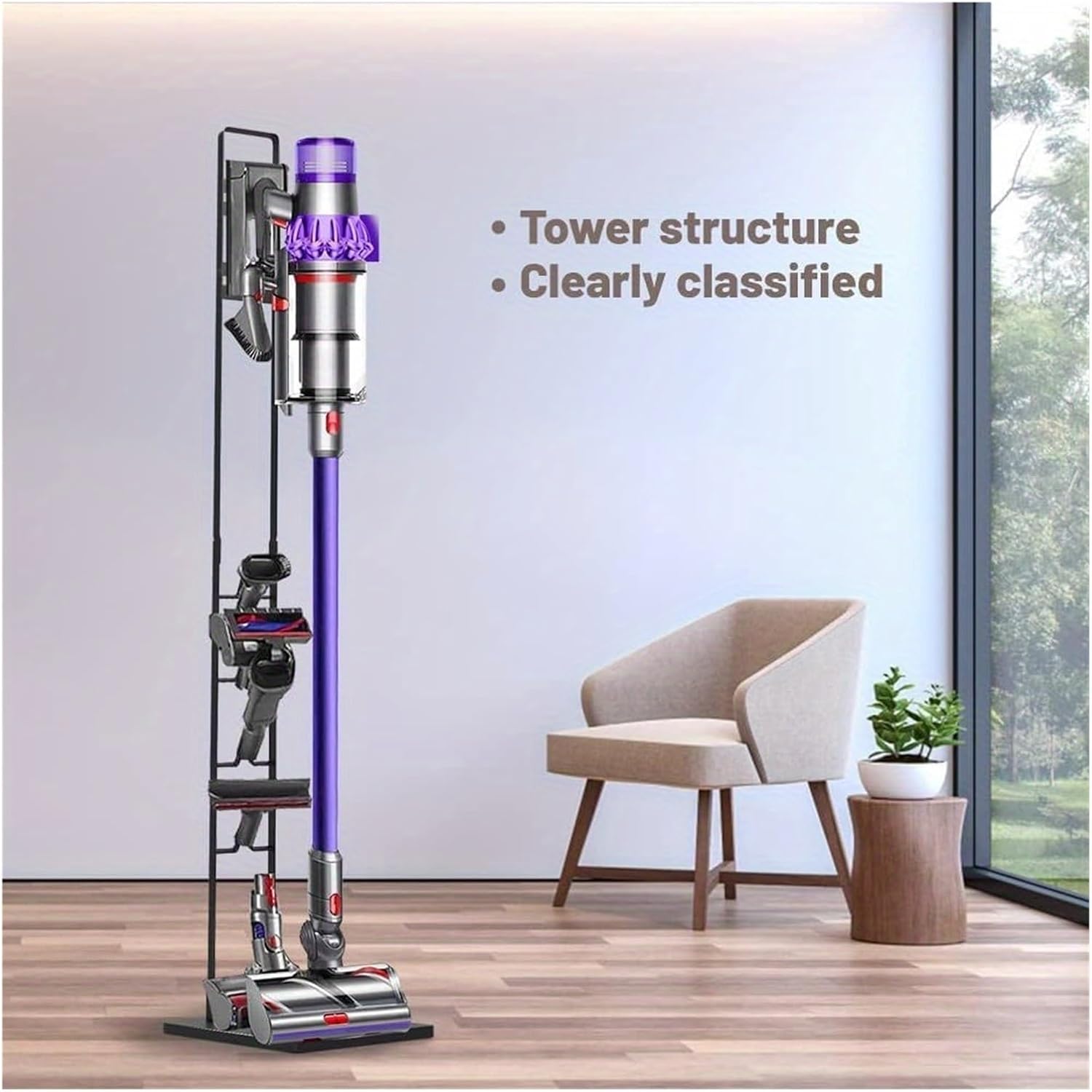Sturdy Metal Stand Vacuum Cleaner Stand Handheld Storage Rack .Compatible for Dyson V6-V11. Cordless Vacuums Accessories(for Dyson White)