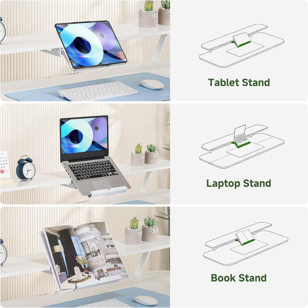 GTPLAYER Electric Standing Desk with Drawers, 48 x 24 Inches Height Adjustable Computer Desk with Monitor Stand, Laptop Stand, Sit Stand up Desk with Memory Preset for Home, Office, White