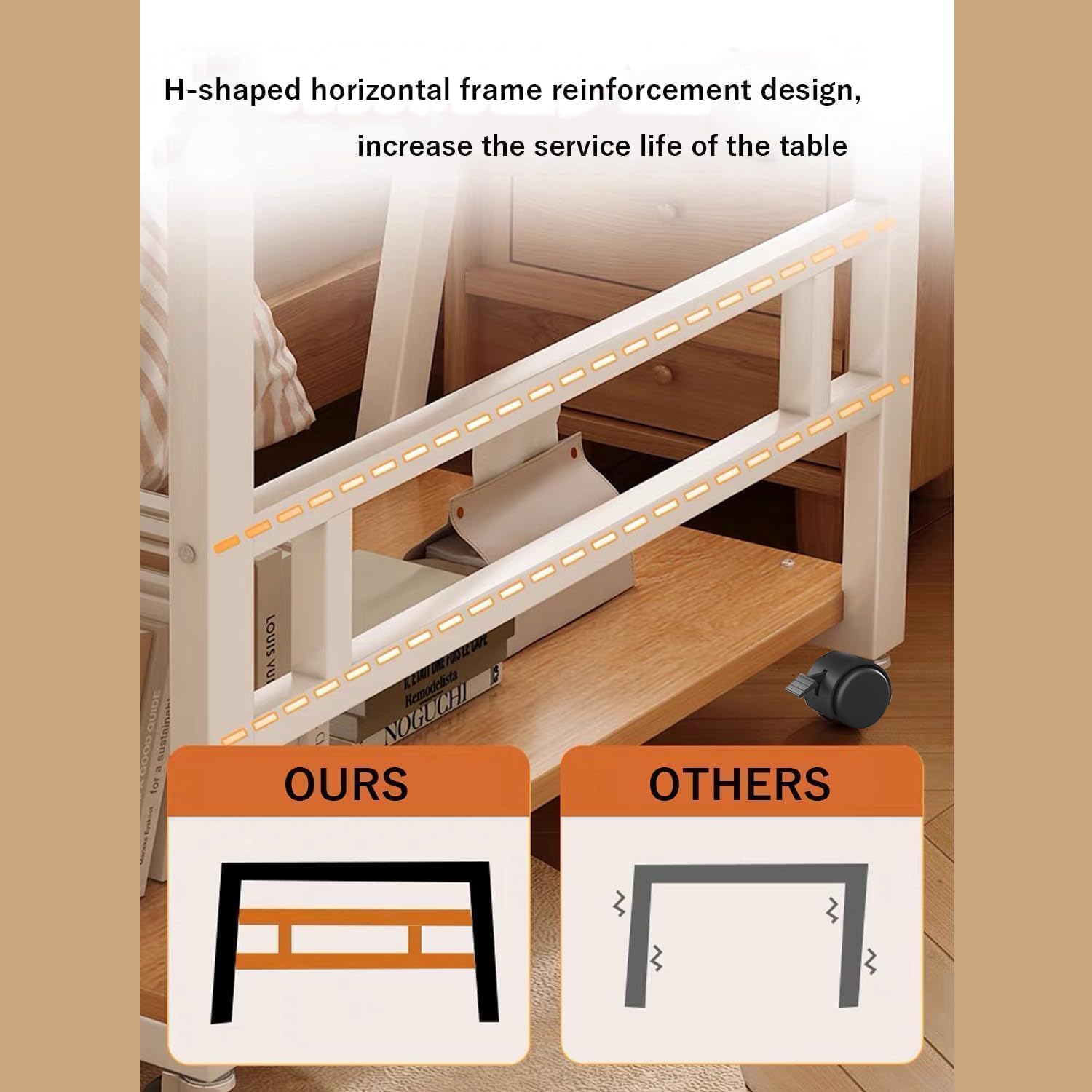 31.5 Inch Compact Rolling Computer Desk with Tier Worktable & Lockable Wheels, Small Computer Desk, Small Desk for Bedroom, Mobile Writing Workstation Easy Assembly for Home Office Small Spaces