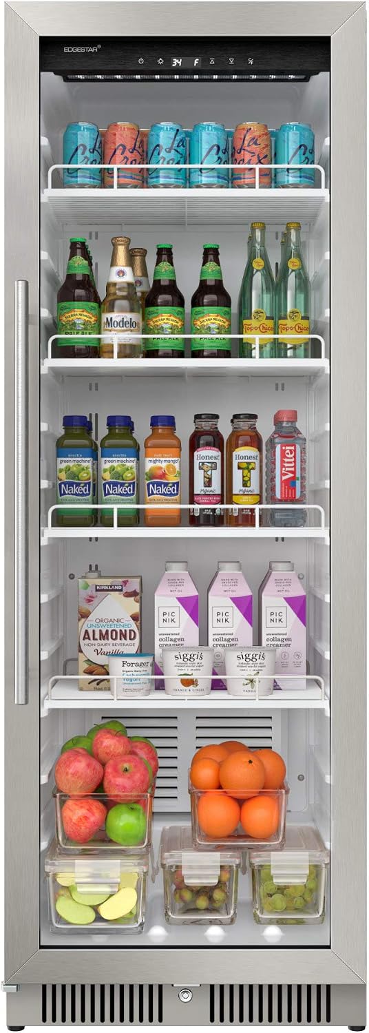 EdgeStar VBM101 22 Inch Wide 10.1 Cu. Ft. Commercial Beverage Merchandiser With Temperature Alarm and Reversible Door - Stainless Steel