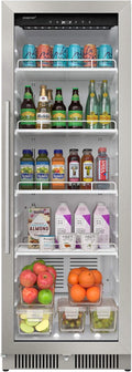 EdgeStar VBM101 22 Inch Wide 10.1 Cu. Ft. Commercial Beverage Merchandiser With Temperature Alarm and Reversible Door - Stainless Steel