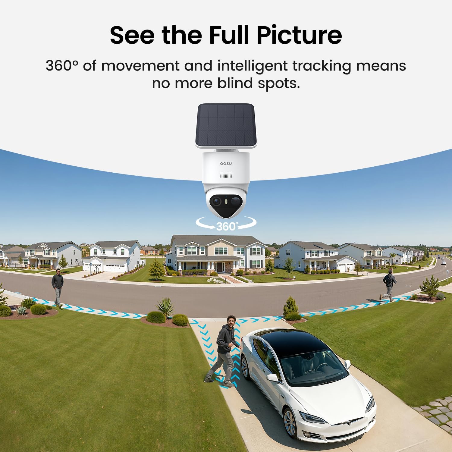 aosu T2 Ultra 4K Solar Security Camera Wireless Outdoor, Smart Home Security Camera with TrueColor Night Vision, AI Recognition & Motion Tracking, 360°Pan&Tilt, aosuCortex Compatible, 1 Pack