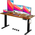 Shahoo Electric Standing Desk 60 Inch, Ergonomic Height Adjustable Table with T-Shaped Metal Bracket Modern Computer Workstations for Home Office, Rustic Brown, 60 x 24 Inch