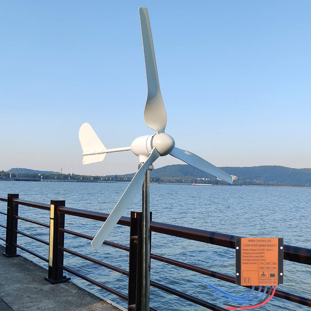 Wind Turbine 1000W 24V Horizontal Wind Generator Kits 3 Blades with MPPT Charge Controller Free Energy