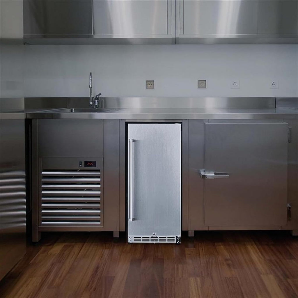 NewAir 15' Commercial Built-in or Under Counter Refrigerator | 3.2 Cu. Ft. Weatherproof Outdoor Fridge for Patio, Indoor & Commercial Use | Stainless Steel
