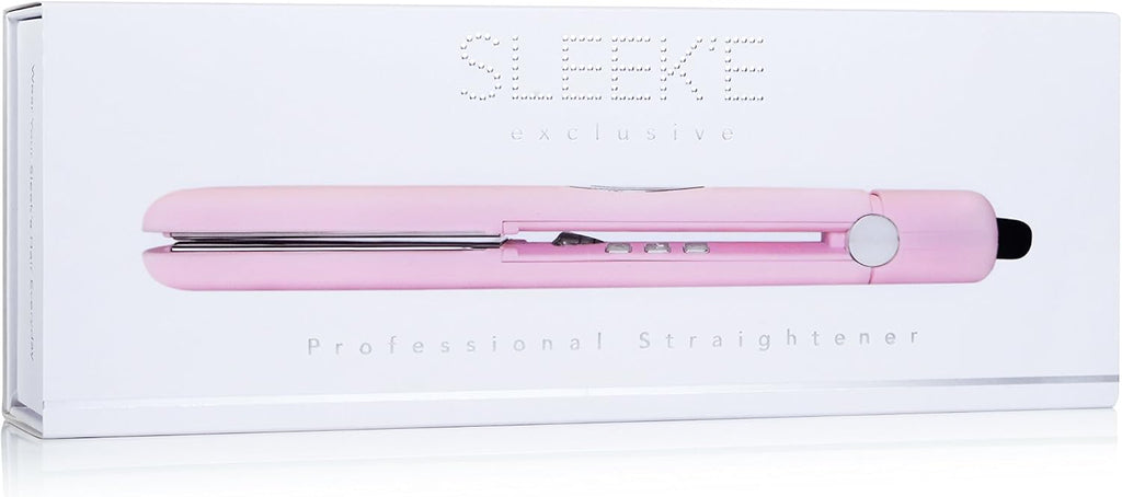 Sleek'e Professional Titanium Hair Straightener/Flat Iron for All Hair Types - 1-Inch Floating Plates with Negative Ion Booster for Shinier Hair (Pink)