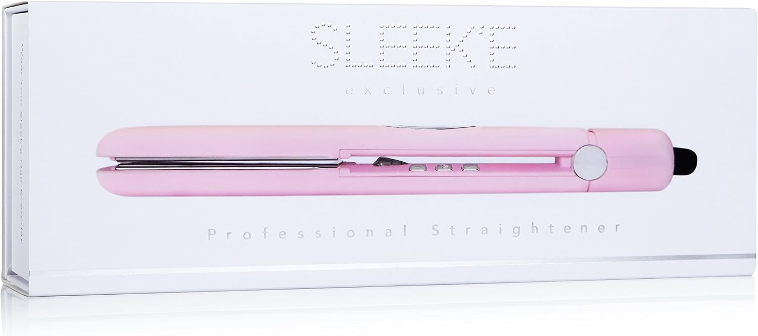 Sleek'e Professional Titanium Hair Straightener/Flat Iron for All Hair Types - 1-Inch Floating Plates with Negative Ion Booster for Shinier Hair (Pink)