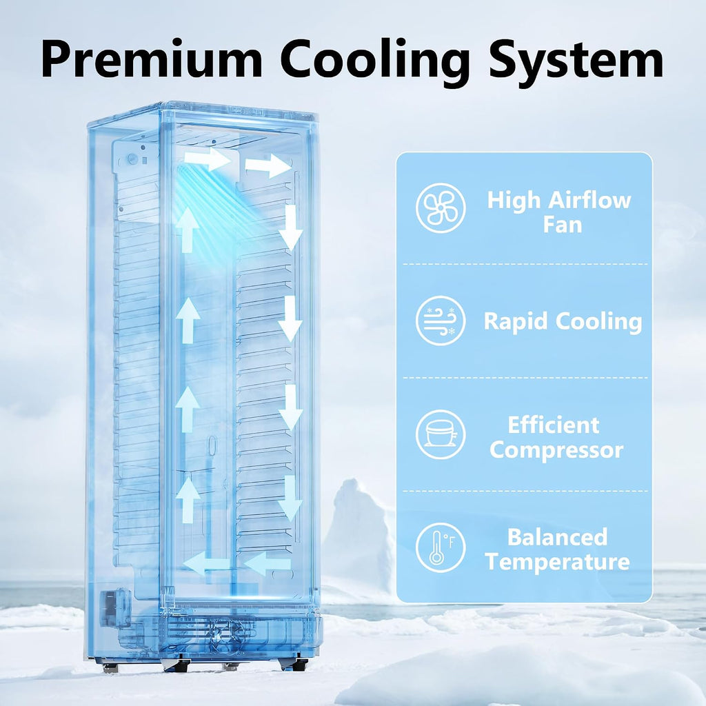8.5 Cu.Ft Commercial Refrigerators, Display Fridge with Double-Tempered Glass Door, Outdoor Beverage Refrigerator with Locking, Key & LED, Beverage Cooler for Bar, Office, Restaurant
