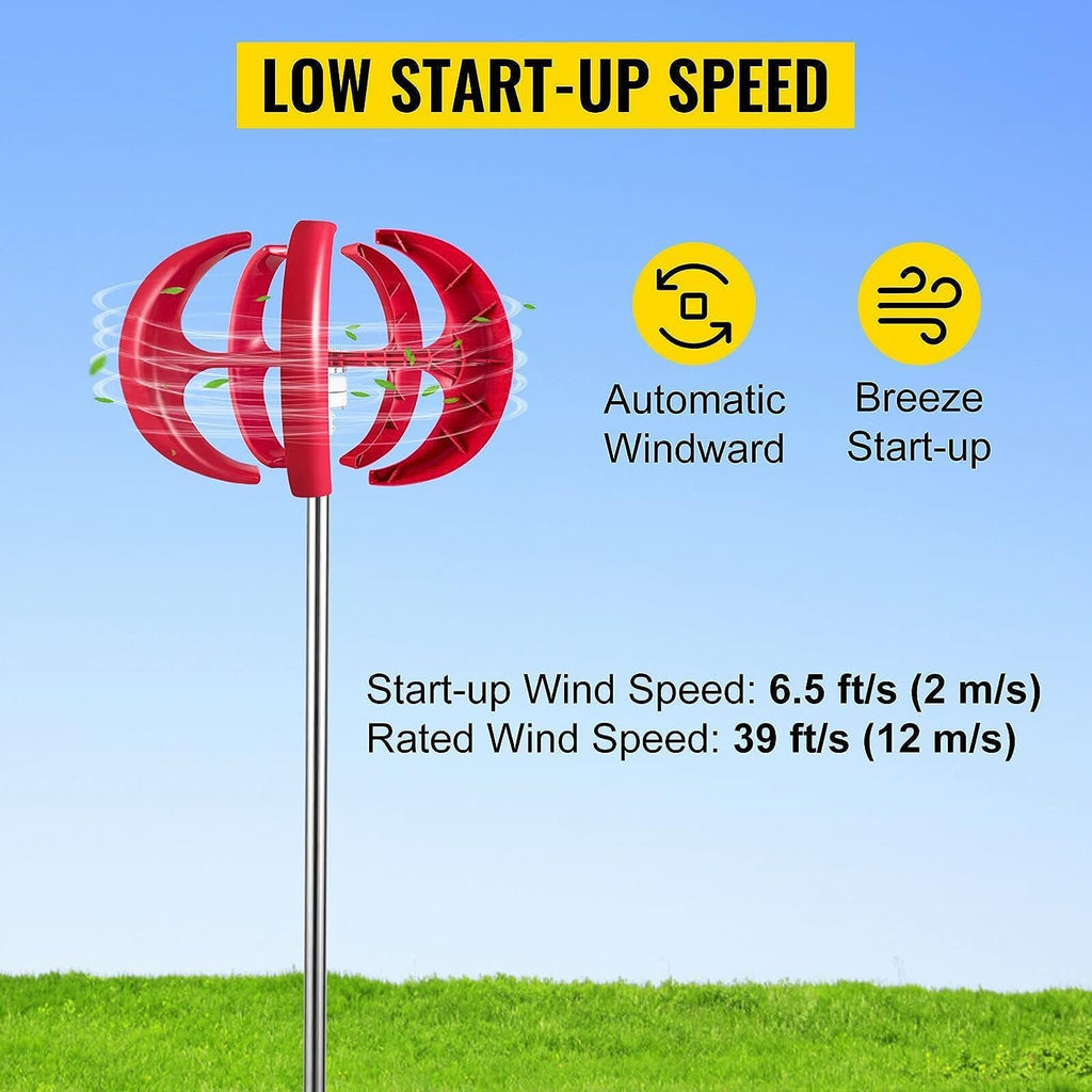 Wind Turbine Generator 3000W VAWT 5 Blades Vertical Axis Wind Turbine Low Wind Speed Start, Home Wind Generator with Charge Controller