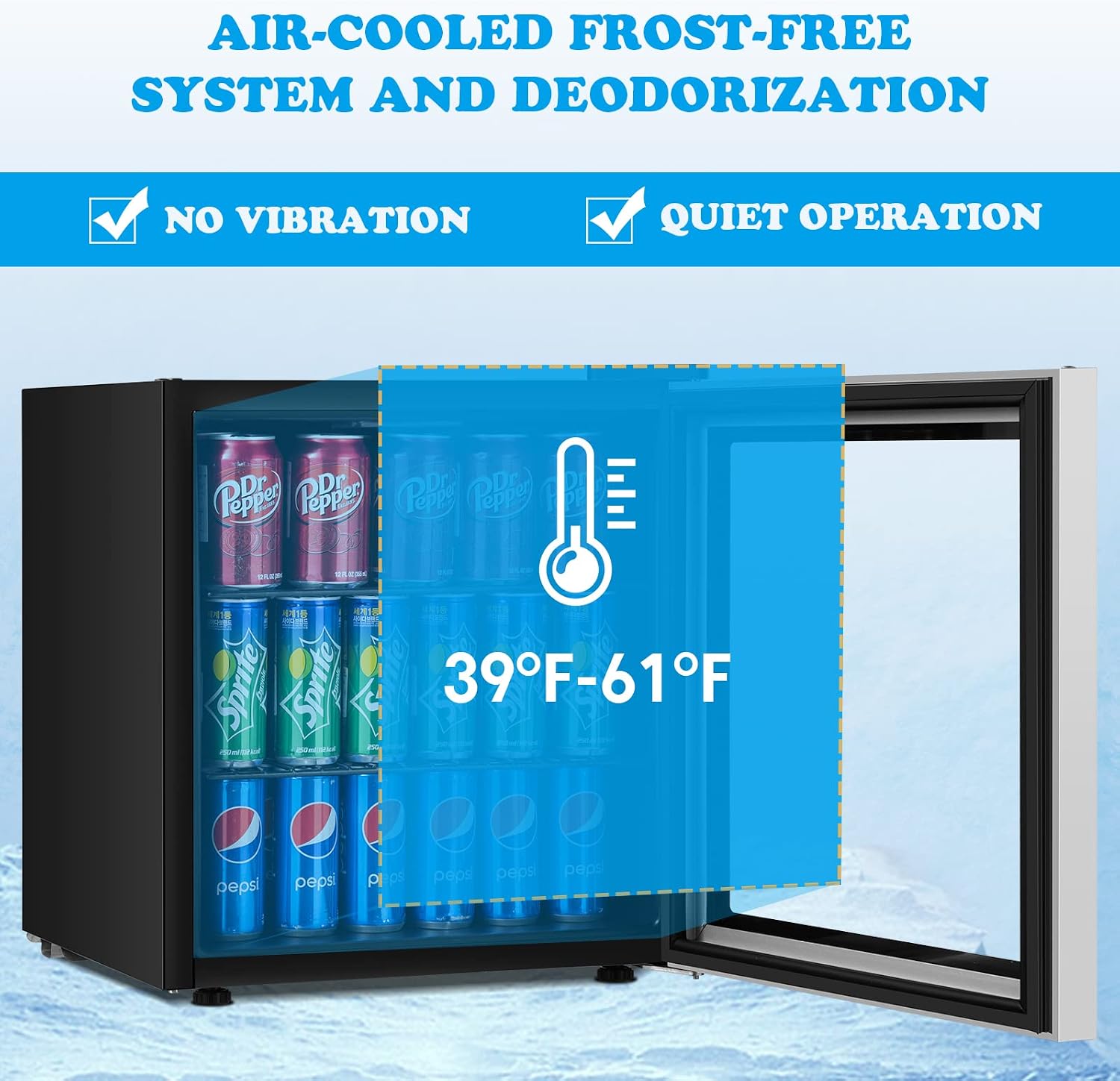 ARLIME Mini Fridge, Drink Cooler, 60 Can, Beverage Refrigerator with Glass Door, Removable Shelves for Soda Beer Wine, Small Drink Refrigerator for Bedroom, Office, Home Kitchen, Bar, 1.6 Cu. Ft.