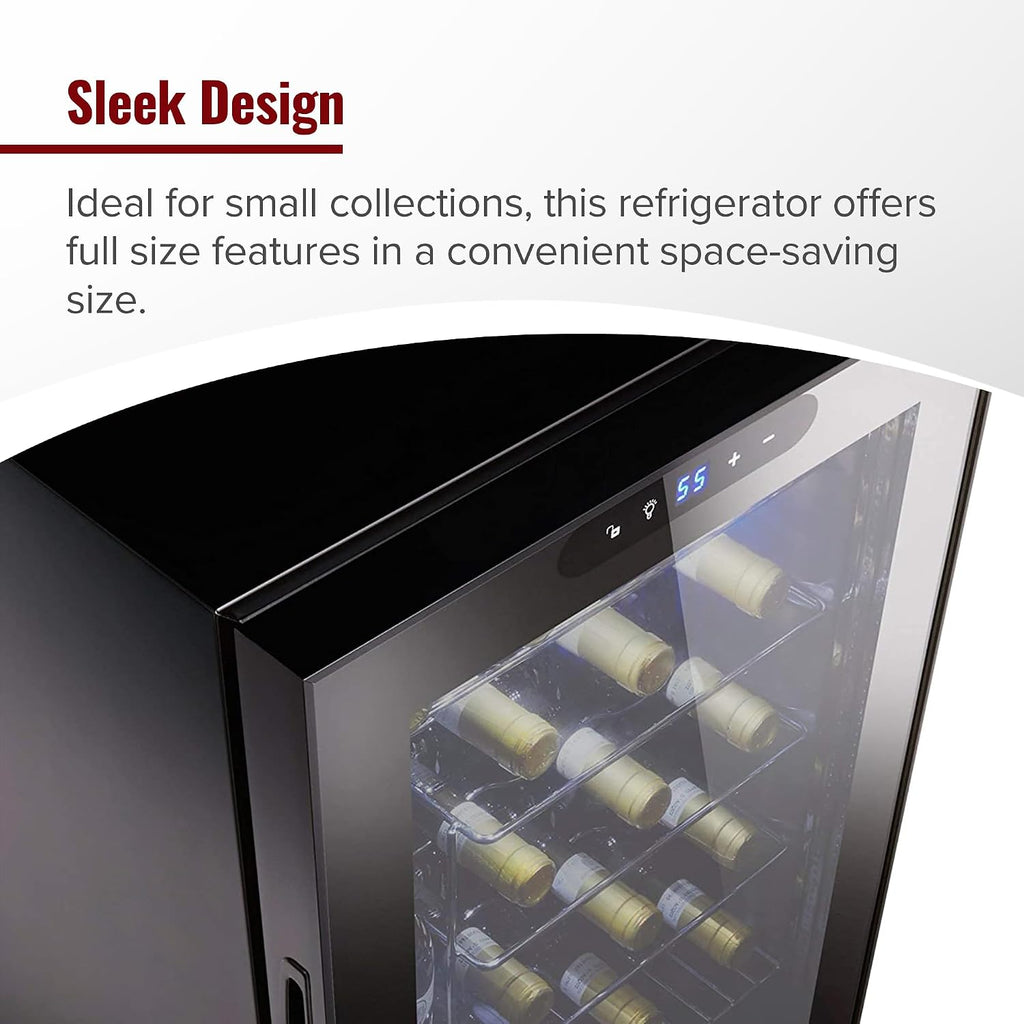 Wine Enthusiast 24-Bottle Compressor Wine Cooler w/Upright Bottle Storage - Freestanding 2.4 Cu. Ft. Wine Refrigerator, LED Digital Control Panel, Energy-Efficient Cooling of 41-64°F