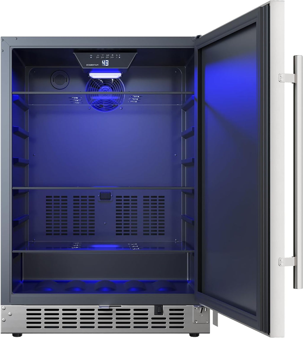 EdgeStar CBR1501SLD 5.49 Cu. Ft 142 Can Built-in Stainless Steel Beverage Cooler