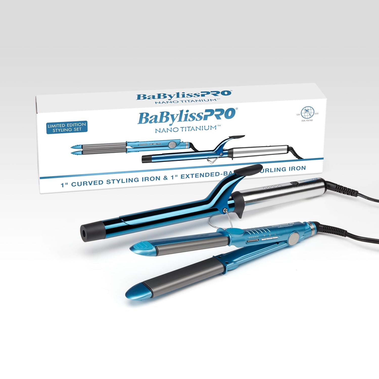 BaBylissPRO Nano Titanium Flat Iron Hair Straightener, 1' Curved Styler for Professional Salon Results and All Hair Types